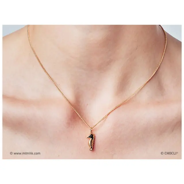 Chocli Επίχρυσο Κολιέ 18k: Ιππόκαμπος (Sea horse)
