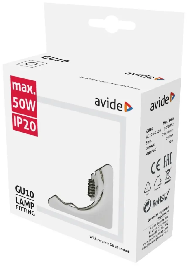 Avide GU10 Πλαίσιο Τετράγωνο Άσπρο 15.001.0547 2