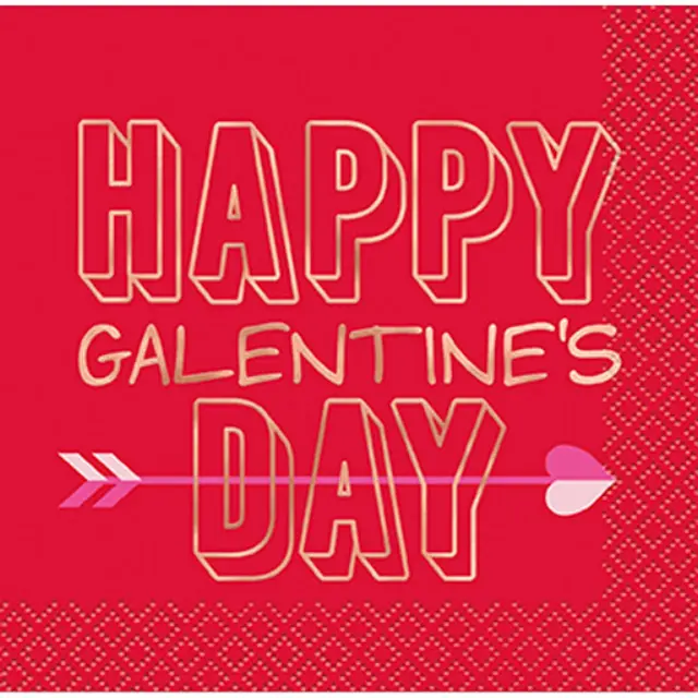 Χαρτοπετσέτες Γλυκού Happy Galentine's Day - Foil Stamping / 16τμχ