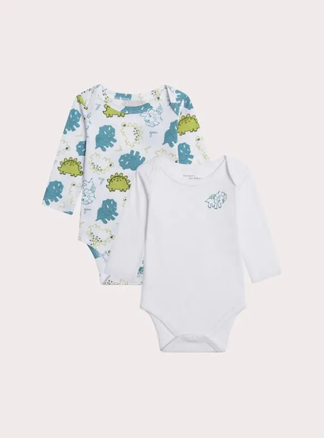Σετ Βρεφικά Φορμάκια για Αγόρια Baby Dinos 2 τμχ ΛΕΥΚΟ