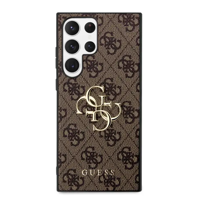 Guess PU 4G Metal Logo Case for Samsung Galaxy S23 Ultra Brown 3