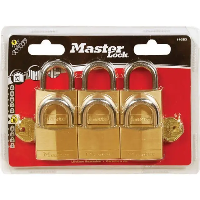 Master Lock 140EURSIX - Σετ 6 Λουκέτα Μπρούτζινα 40mm με Ίδιο Κλειδί