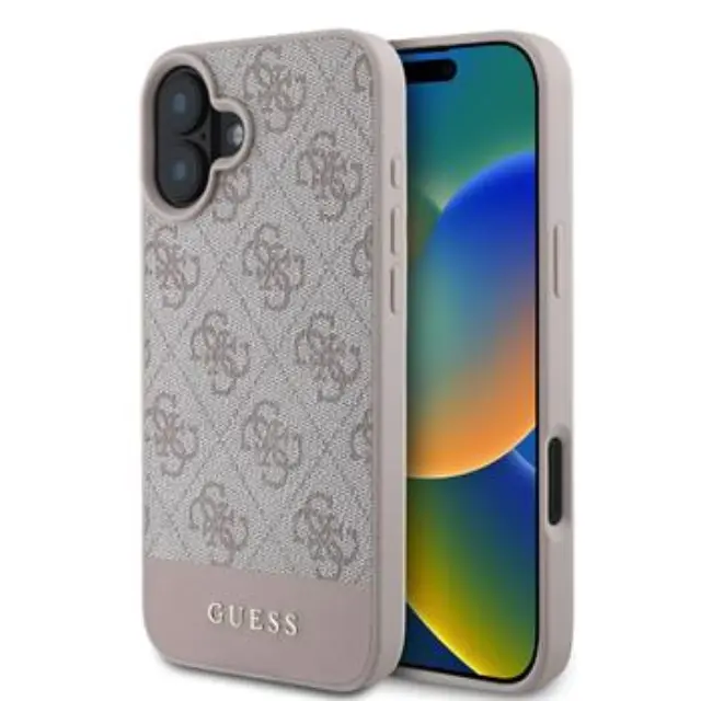 Guess PU 4G Stripe Case for iPhone 16 Pink