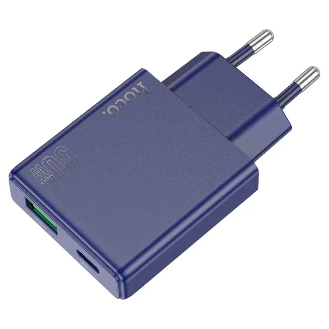 Hoco Φορτιστής με Θύρες USB-C, USB-A και Καλώδιο Lightning 30W Μπλε N45 3