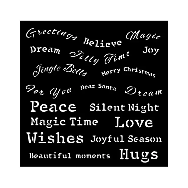 Thick Stencil 18x18cm, Stamperia, Classic Christmas, Quotes