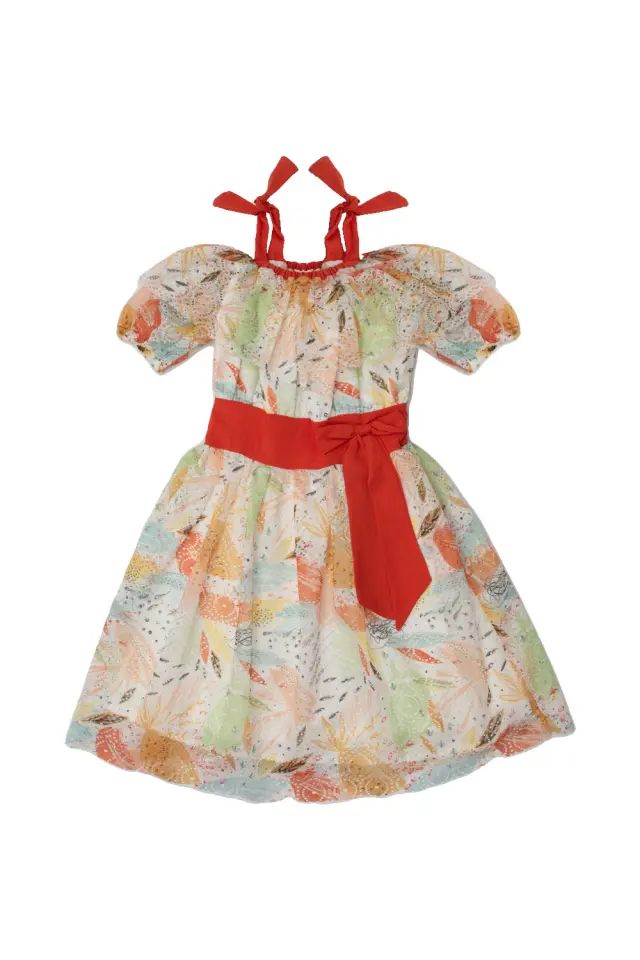 Φόρεμα Kid Off Shoulder Κοραλί