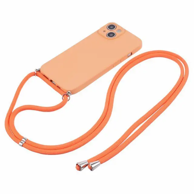 Θήκη Σιλικόνης με Κορδόνι για το Λαιμό για iPhone 13- Orange OEM 2