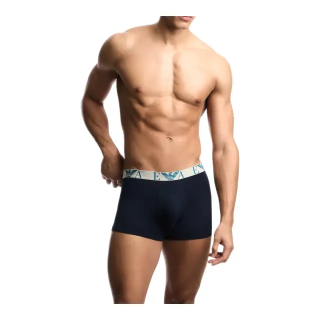 Emporio Armani Ανδρικό Boxer Bold Monogram Waistband - Τριπλό Πακέτο, Χρώμα Μπλε-Μπλε-Μπλε 2