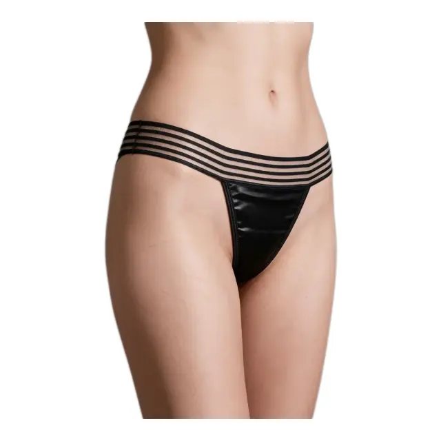 Milena Γυναικείο G-String Δερματίνη, Χρώμα Μαύρο