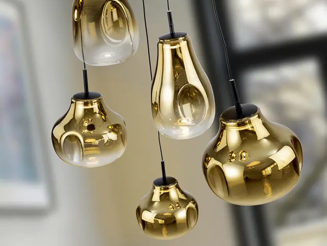 ALEDIS Κρεμαστό Φωτιστικό 5L Black-Golden με LED & Blown Glass Μαύρο 2
