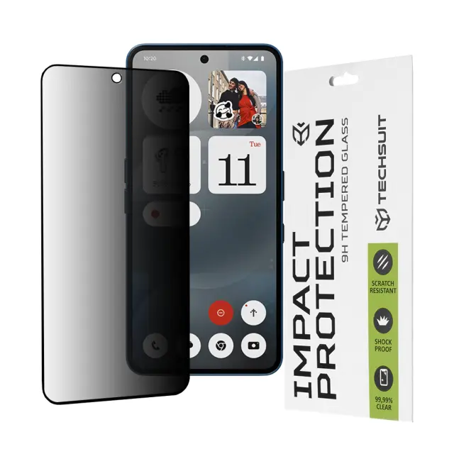 Techsuit - Privacy/Anti-Spy Full Glue - Nothing Phone (3a) / (3a) Pro - Black - Black