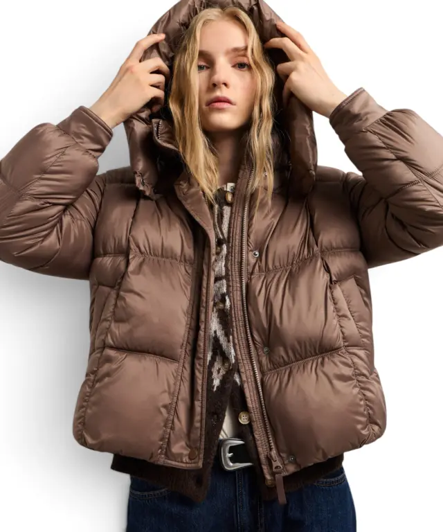 Pepe Jeans - Γυναικείο Αδιάβροχο Κοντό Puffer Μπουφάν Essentials Lauren PL4024541-875 Καφέ 2