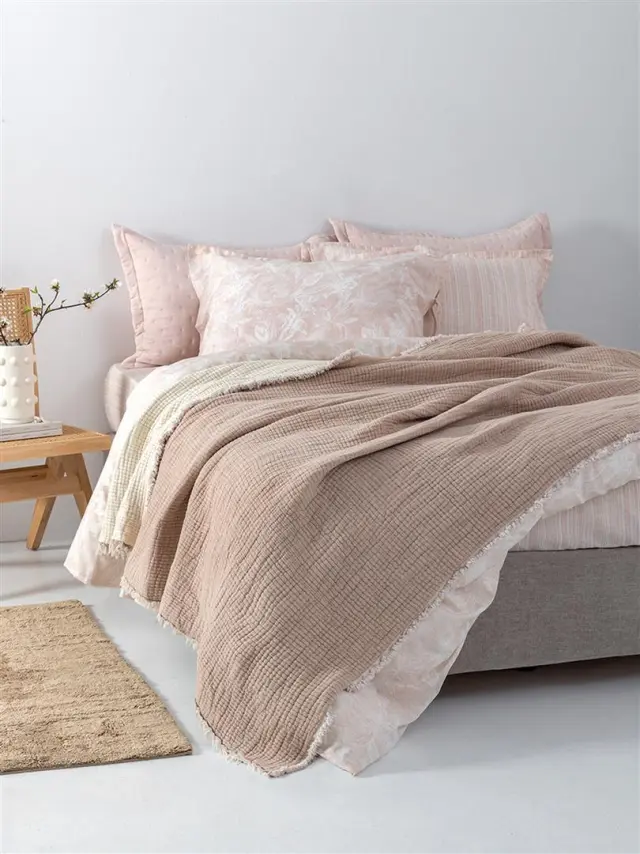 Κουβέρτα Muslin Mous Beige 100% Cotton 250x240cm Palamaiki 9-140795-002
