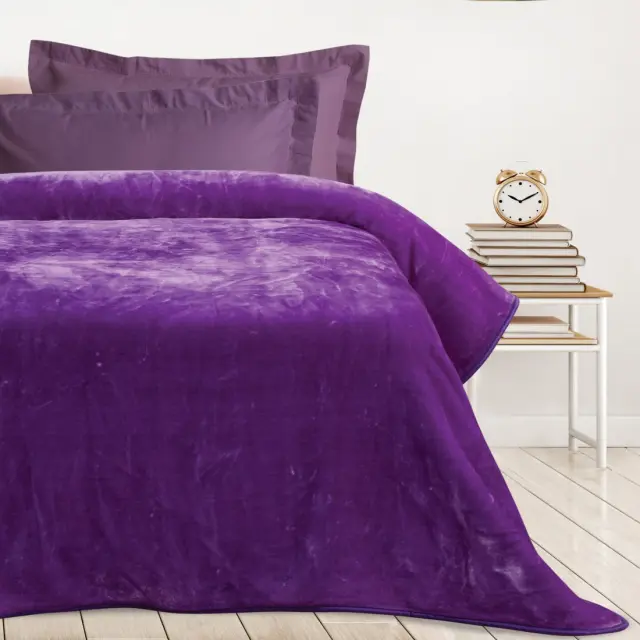 Κουβέρτα 160x220 Μονή Velour 700gsm Das Home 0296 Purple 100% Ακρυλικό