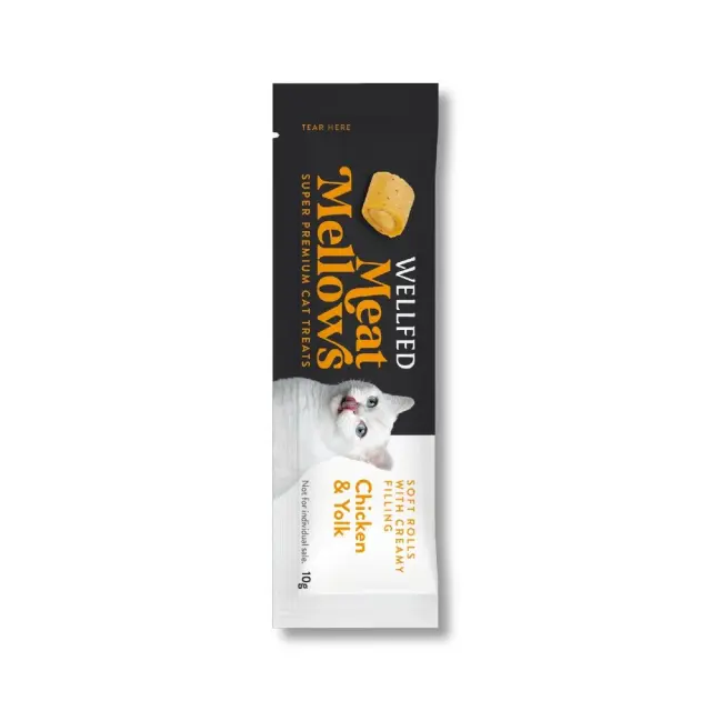 Wellfed Meat Mellows Λιχουδιά σε Ρολάκια με Γεύση Κοτόπουλο & Κρόκο Αυγού για Γάτες (3x10gr) Μονόχρωμο 2