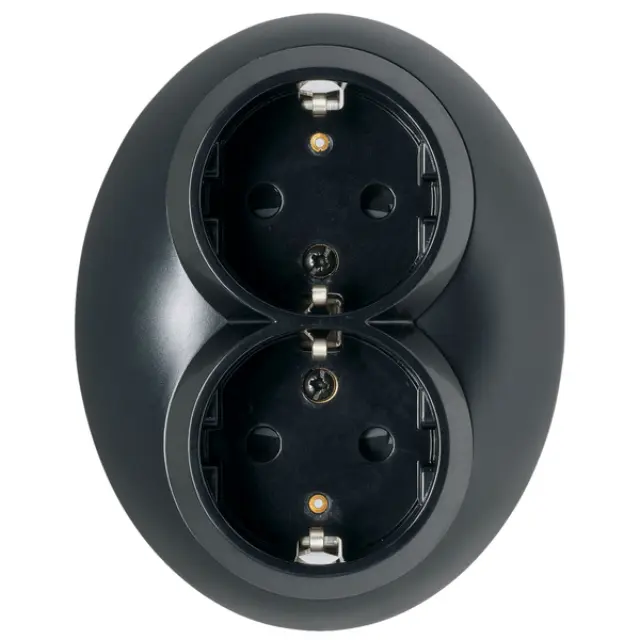Renova - double socket outlet - 2P + E - 16 A - 250 V AC - black