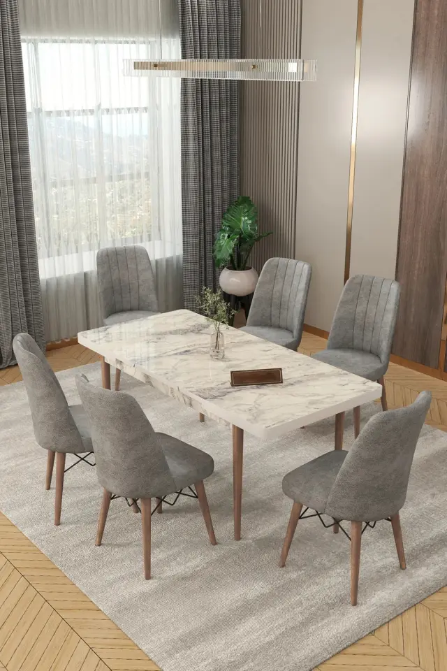 Σετ Τραπεζαρίας 6 Ατόμων Επεκτεινόμενο 80x130cm