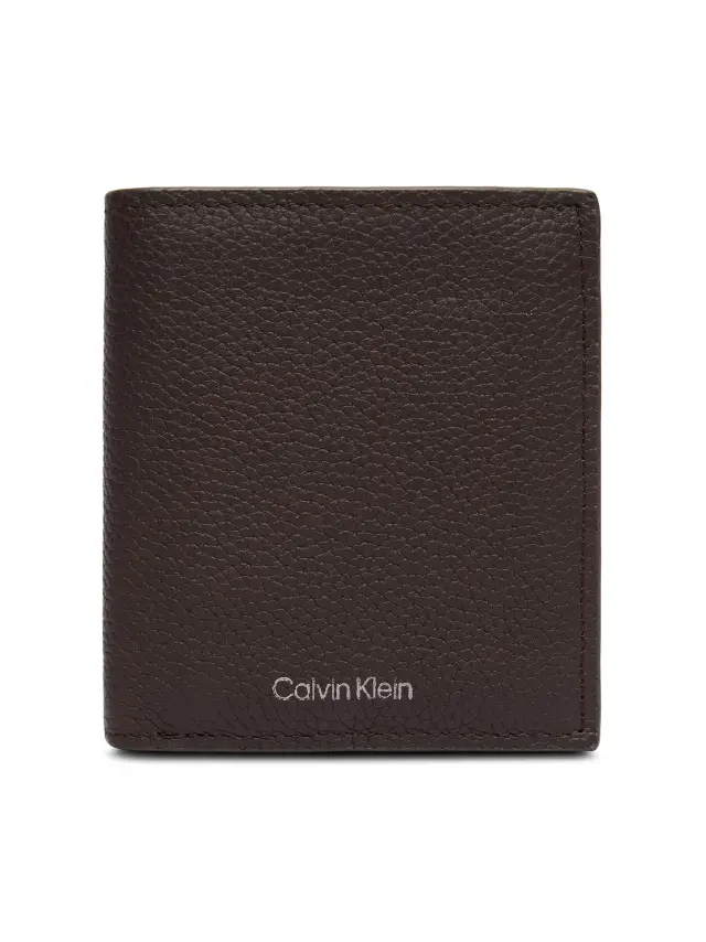 Calvin Klein Foil Emboss Slim Trifold W Card Μεγάλο Ανδρικό Πορτοφόλι Καφέ
