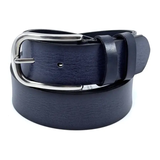Μπλε Δερμάτινη Ζώνη Full Grain 3,5 cm