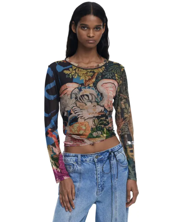 Desigual - Γυναικεία Μπλούζα Dragon Lacroix Slim Fit 25WWTK39-5028 Πολύχρωμο - XS