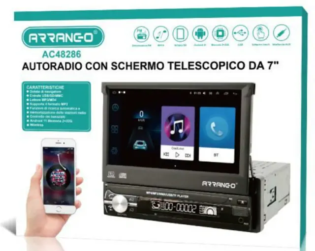 Arrango Multimedia Ηχοσύστημα Αυτοκινήτου 1DIN Universal (Bluetooth/USB/WiFi) AC48286 2