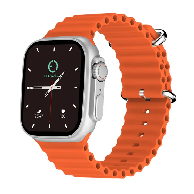 Smartwatch Maxcom Ecowatch 2 1.95” 230mAh IP67 με Δυνατότητα Κλήσεων με Ασημί και Πορτοκαλί Λουράκια