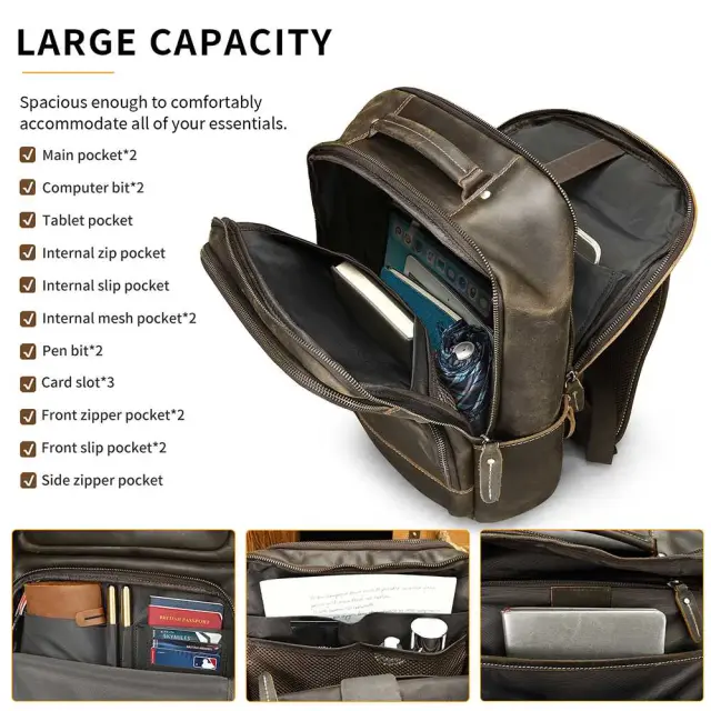 Δερμάτινο σακίδιο πλάτης Cardinal 21 L 2329 coffee - One Size 3