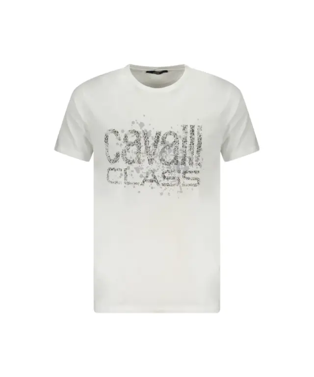 Cavalli Class - Ανδρική Μπλούζα T-Shirt Κοντομάνικη Regular Fit TXT60DJD060-00533 Λευκό