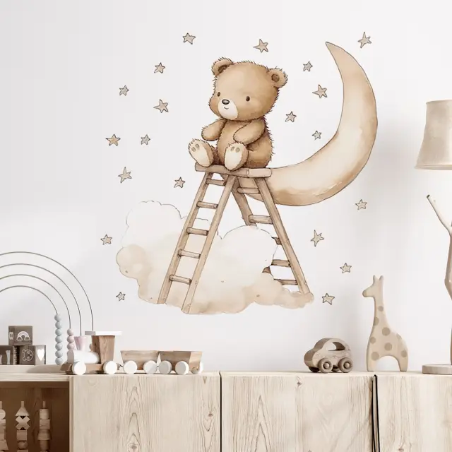 Αυτοκόλλητα Παιδικού Δωματίου Teddy Bear On A Ladder SIP-WS63047