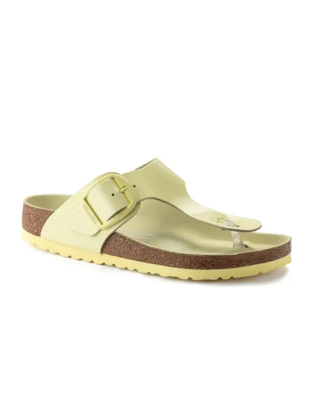 Birkenstock Πέδιλα Γυναικείο δέρμα λουστρίνι Κίτρινο BIR/GIZEH BIG BUCKLE 1021500 POPCORN 2