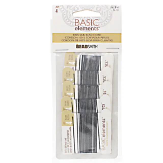 Beadsmith Σετ Κορδόνι 100% Μετάξι No4 Ø0.6mm - Black - 5τεμ