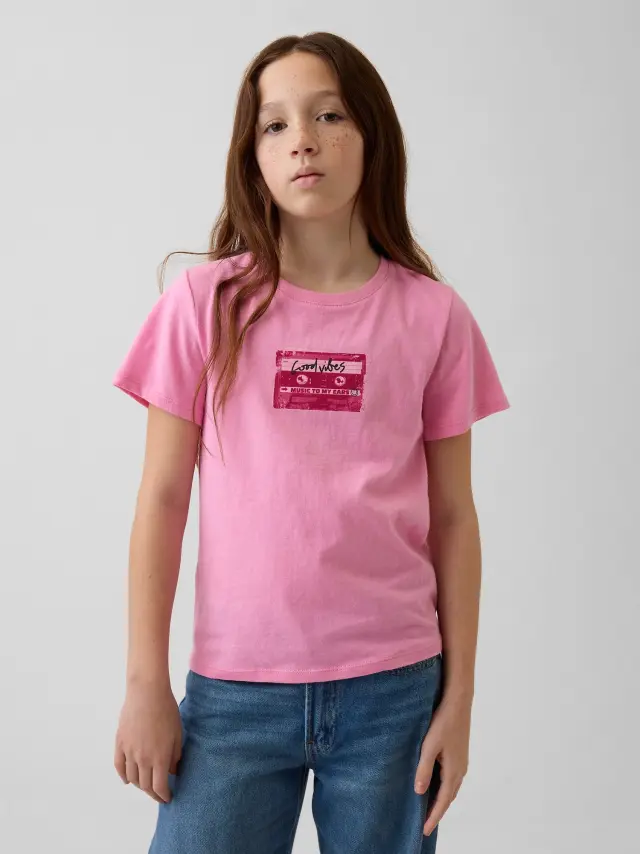 Παιδική Κοντομάνικη Μπλούζα με Σχέδια pink flamingo