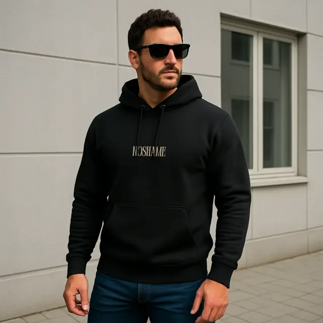 Φούτερ Noshame® Μαύρο με κουκούλα και τύπωμα - 512593 - XXL 2