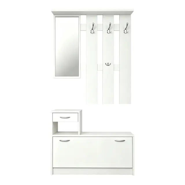 Έπιπλο εισόδου Jentia pakoworld με καθρέπτη λευκό MDF 113x100x89εκ 2