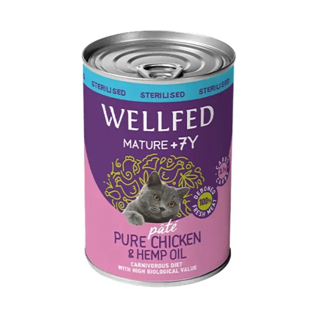 Wellfed Wellfed Mature 7+ Κονσέρβα για Γάτες με Κοτόπουλο & Έλαιο Κάνναβης 400gr