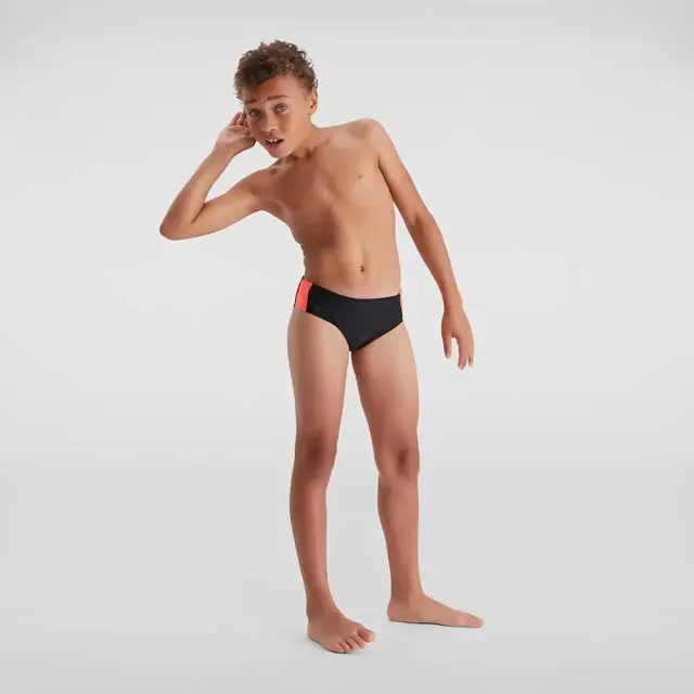 Speedo Boy's Boomo Logo Splice 5cm Brief Swim Slip Μαύρο 812868B441 (Speedo) - 152 3