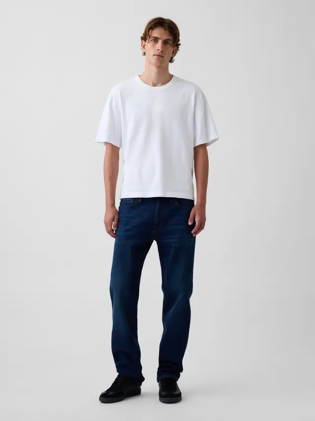 Ανδρικό Τζιν Παντελόνι Straight Γραμμής Worn dark