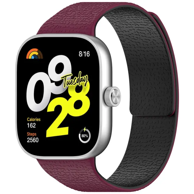 Techsuit - Watchband (W016) - Xiaomi Redmi Watch 4 / 5 / 6 / Smart band 8/9 pro - Wine Red / Black
