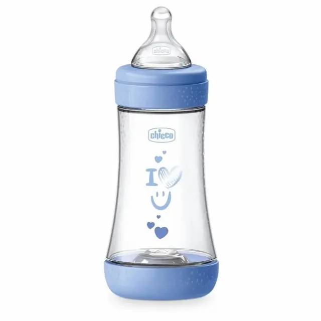 Chicco Perfect 5 Πλαστικό Μπιμπερό Κατά των Κολικών 2+ Μηνών Μπλε 240 ml