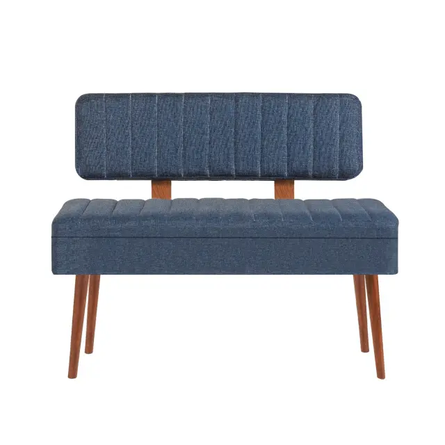 Αναπαυτικό Διθέσιο Κάθισμα Με Αποθηκευτικό Χώρο Καρυδιά /Σκούρο Μπλε SETAS 1048