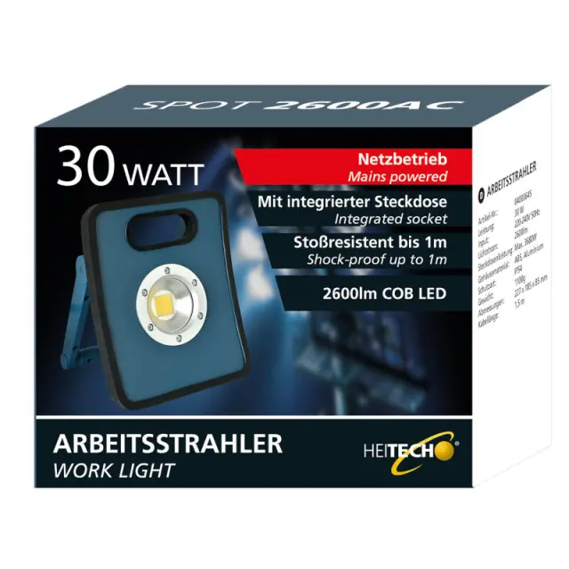 Φακός Συνεργείου Aδιάβροχος Με COB LED 30W HEITECH 04003645 3