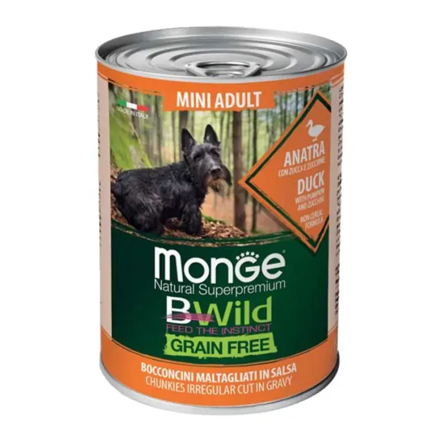 Monge Bwild Grain Free Κονσέρβα Σκύλου με Πάπια, Κολοκύθα και Κολοκυθιά 400gr