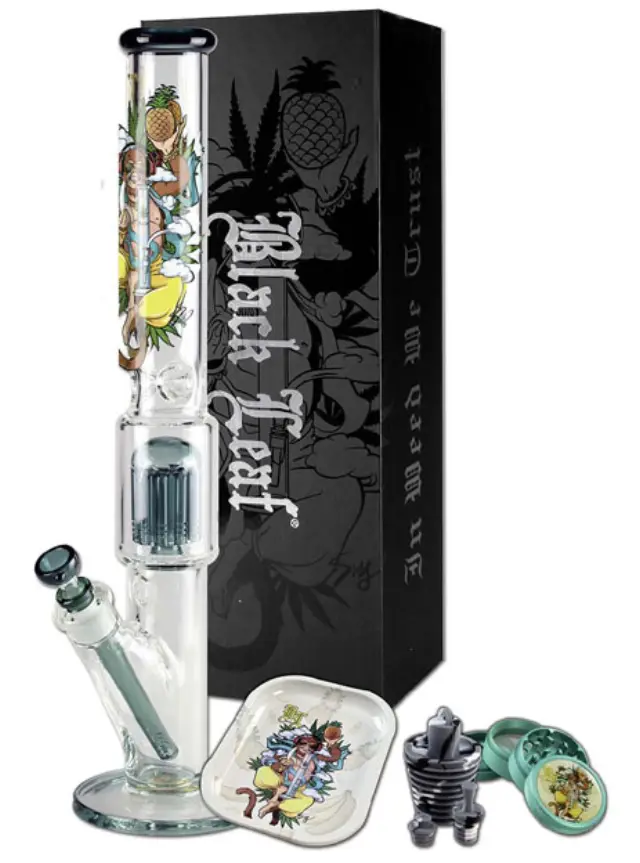 Γυάλινο Bong IN BOX Black Leaf | Hanuman Ice 10-Arm 50cm