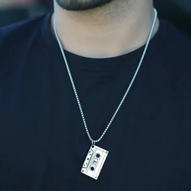 Ghetto Hip Hop Cassette Tape Music SS Pendant Necklace 2