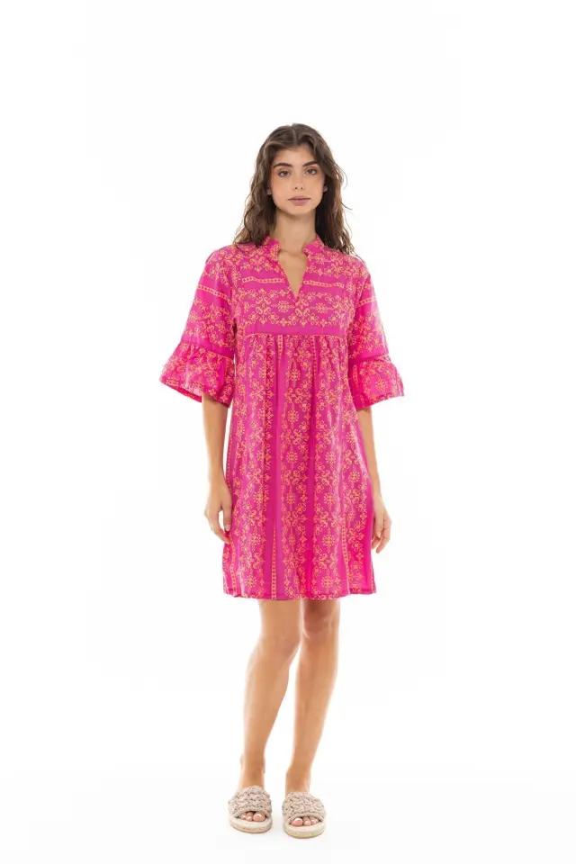 B320 - Hot Pink - BEACHWEAR EMBROIDERY ORANGE