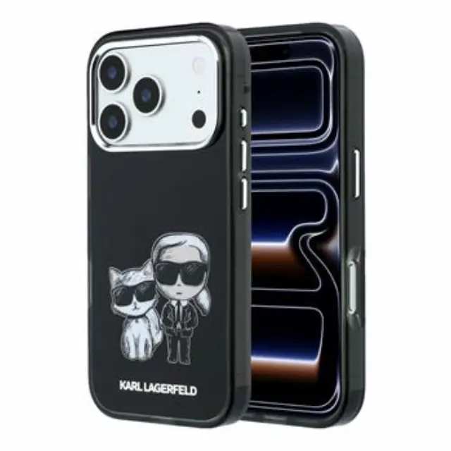 Karl Lagerfeld PU Semi Wrap Smooth Sketch Bodies Magsafe Case for iPhone 18 Pro Black