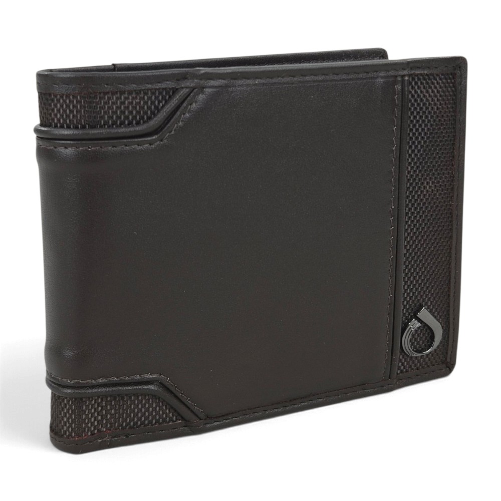 Οριζόντιο Δερμάτινο Πορτοφόλι Diplomat MN710 RFID με Cordura 12x9,5x3cm - Μαύρο