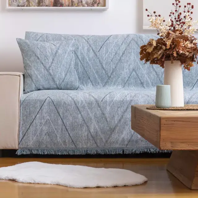 Ριχτάρι Σενίλ Τριθέσιο Venti Borea Home Textiles - Γκρι - 180 x 300 cm 3