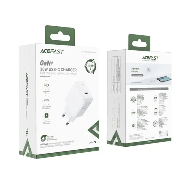 Acefast Φορτιστής GaN USB-C 30W PD QC3.0 AFC FCP White 2