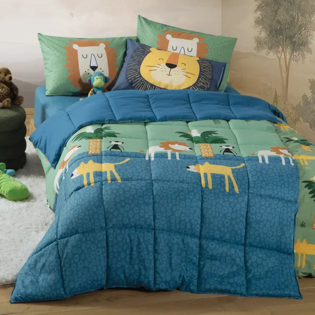 Πάπλωμα Παιδικό Μονό Jungle Mania 160x220 Nef Nef Homeware, ΕΞΩΤΕΡΙΚΑ:100% ΜΙΚΡ.-ΕΣΩΤΕΡΙΚΑ:100% ΠΟΛ. - GREEN/BLUE (040992) 2